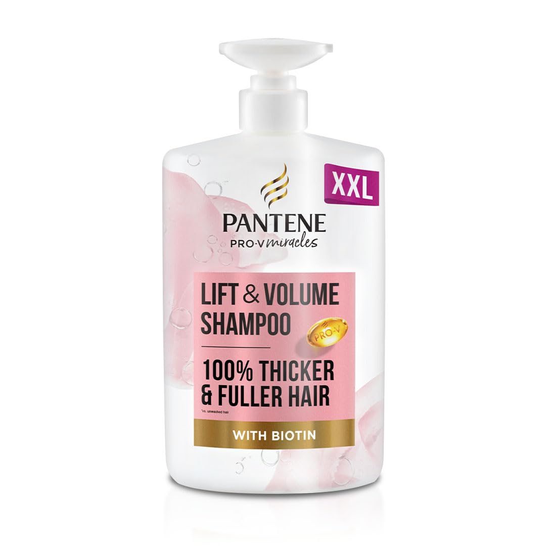Pantene Lift'N'Volume Thickening Shampoo with Biotin, Silicone Free, 1L