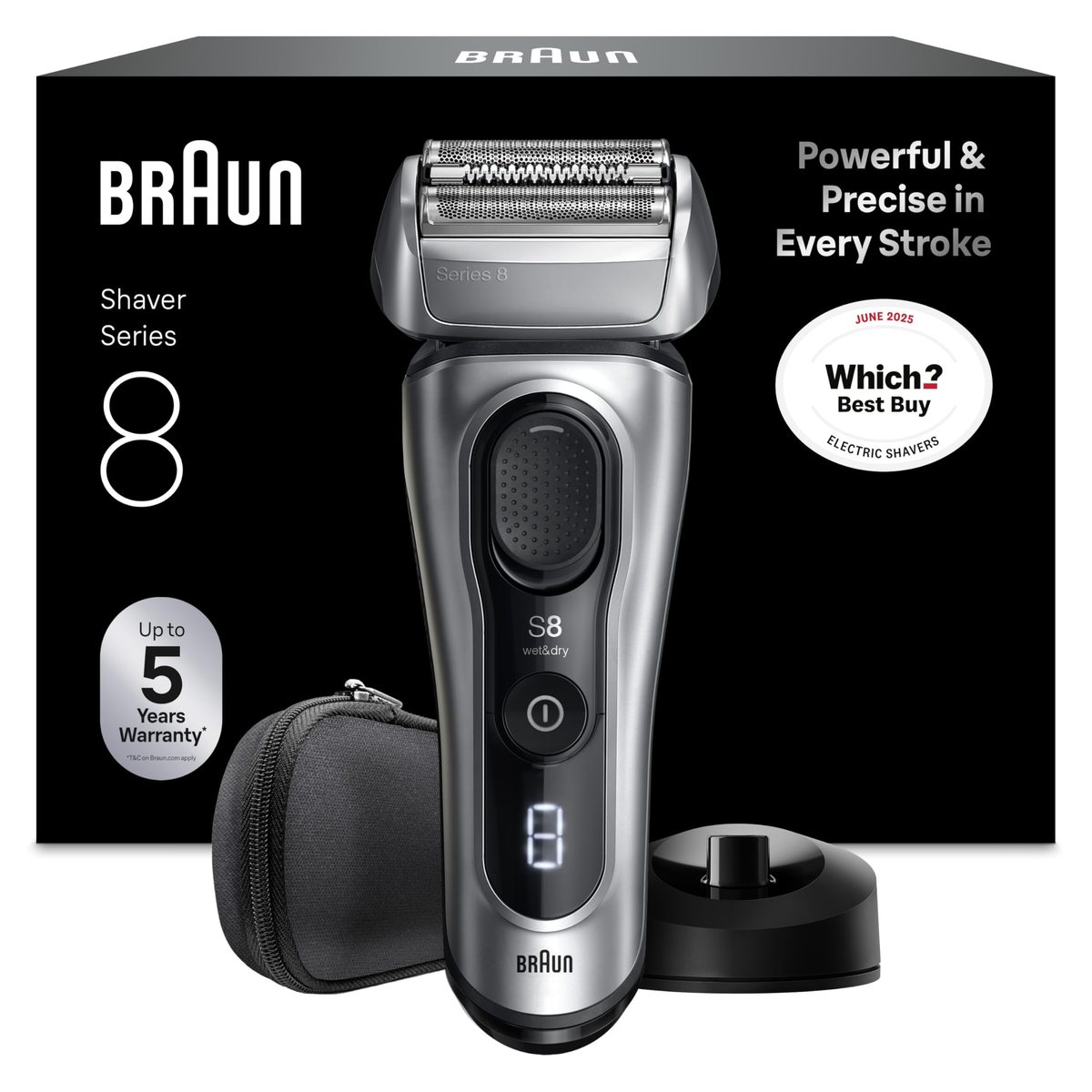 Braun Series 8 Electric Shaver for Men, Wet & Dry Foil Razor, Silver